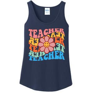 Retro Teacher Sunflower Ladies Essential Tank