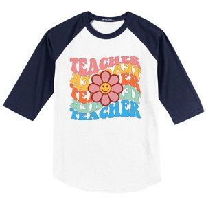 Retro Teacher Sunflower Baseball Sleeve Shirt