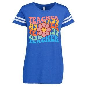 Retro Teacher Sunflower Enza Ladies Jersey Football T-Shirt