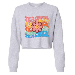 Retro Teacher Sunflower Cropped Pullover Crew