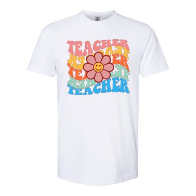 Retro Teacher Sunflower Softstyle® CVC T-Shirt