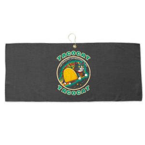 Retro Tacocat Spelled Backward Is Tacocat Funny Cat Large Microfiber Waffle Golf Towel