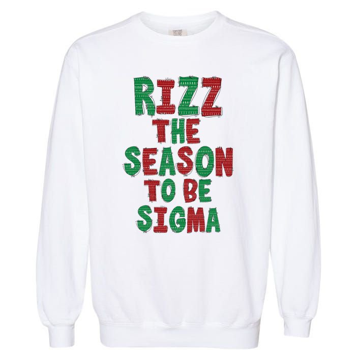 Rizz The Season Funny Gen Alpha Slang Christmas Teacher Garment-Dyed Sweatshirt