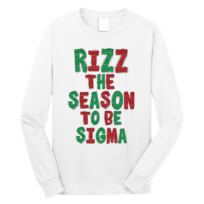 Rizz The Season Funny Gen Alpha Slang Christmas Teacher Long Sleeve Shirt