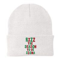 Rizz The Season Funny Gen Alpha Slang Christmas Teacher Knit Cap Winter Beanie