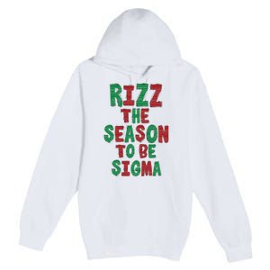 Rizz The Season Funny Gen Alpha Slang Christmas Teacher Premium Pullover Hoodie