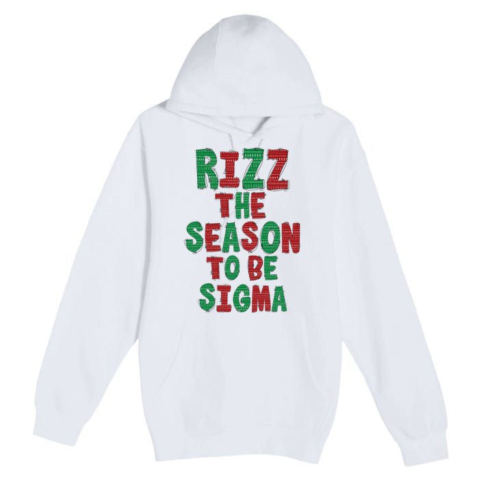 Rizz The Season Funny Gen Alpha Slang Christmas Teacher Premium Pullover Hoodie