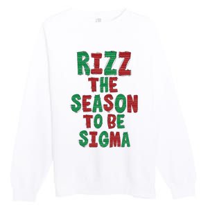 Rizz The Season Funny Gen Alpha Slang Christmas Teacher Premium Crewneck Sweatshirt