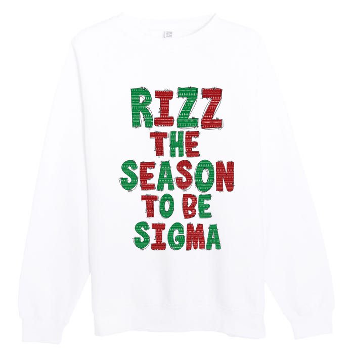 Rizz The Season Funny Gen Alpha Slang Christmas Teacher Premium Crewneck Sweatshirt