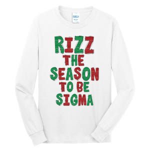 Rizz The Season Funny Gen Alpha Slang Christmas Teacher Tall Long Sleeve T-Shirt