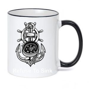 Refuse To Sink Anchor Unisex And With Sayings Gift 11oz Black Color Changing Mug