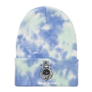 Refuse To Sink Anchor Unisex And With Sayings Gift Tie Dye 12in Knit Beanie