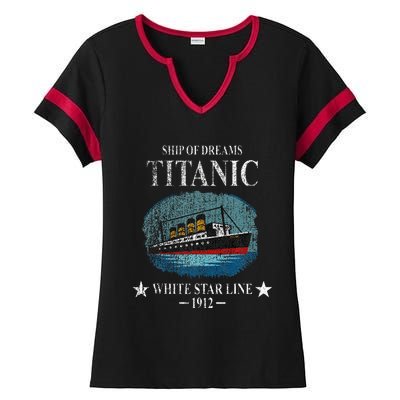 Rms Titanic Ship Sailing Boat Ship 1912 Ladies Halftime Notch Neck Tee