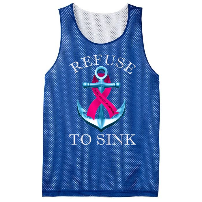 Refuse To Sink Breast Cancer Awareness Gift Mesh Reversible Basketball Jersey Tank