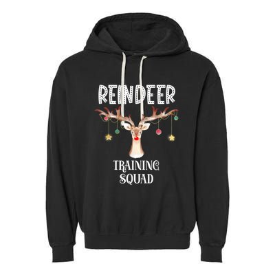 Reindeer Training Squad Funny Christmas Matching Family Gift Garment-Dyed Fleece Hoodie