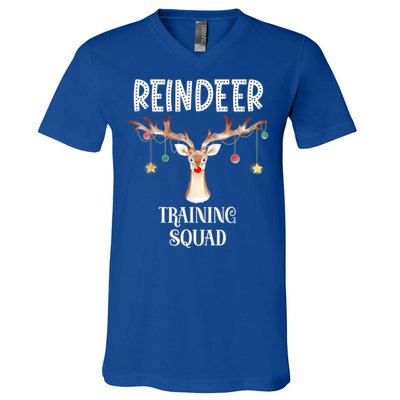 Reindeer Training Squad Funny Christmas Matching Family Gift V-Neck T-Shirt