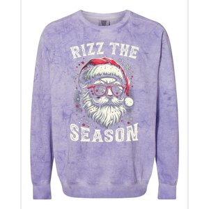 Rizz The Season Silly Christmas Funny Santa Teen Colorblast Crewneck Sweatshirt