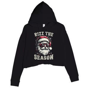 Rizz The Season Silly Christmas Funny Santa Teen Crop Fleece Hoodie