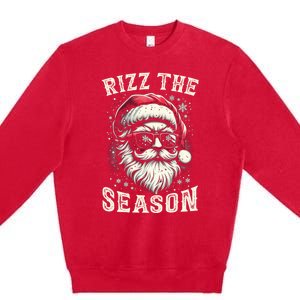 Rizz The Season Silly Christmas Funny Santa Teen Premium Crewneck Sweatshirt