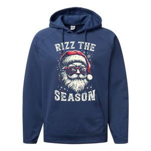 Rizz The Season Silly Christmas Funny Santa Teen Performance Fleece Hoodie