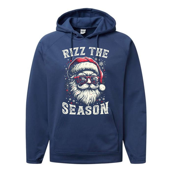 Rizz The Season Silly Christmas Funny Santa Teen Performance Fleece Hoodie