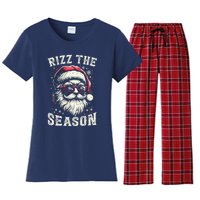 Rizz The Season Silly Christmas Funny Santa Teen Women's Flannel Pajama Set