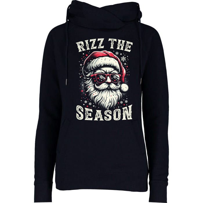 Rizz The Season Silly Christmas Funny Santa Teen Womens Funnel Neck Pullover Hood