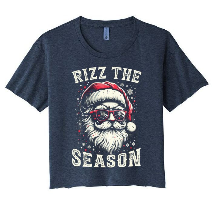 Rizz The Season Silly Christmas Funny Santa Teen Women's Crop Top Tee