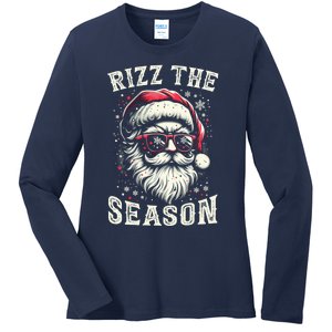 Rizz The Season Silly Christmas Funny Santa Teen Ladies Long Sleeve Shirt