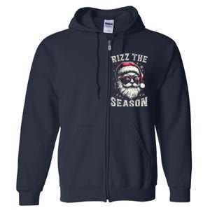 Rizz The Season Silly Christmas Funny Santa Teen Full Zip Hoodie