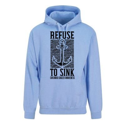 Refuse To Sink Cancer Warrior Carcinoid Cancer Awareness Gift Unisex Surf Hoodie