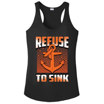 Refuse To Sink Leukemia Cancer Awareness Ribbon Funny Gift Ladies PosiCharge Competitor Racerback Tank