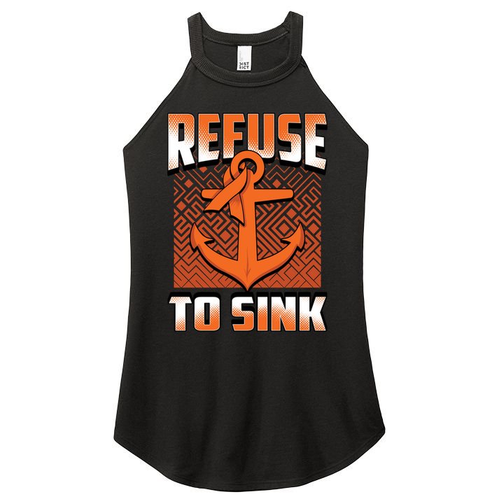 Refuse To Sink Leukemia Cancer Awareness Ribbon Funny Gift Women's Perfect Tri Rocker Tank
