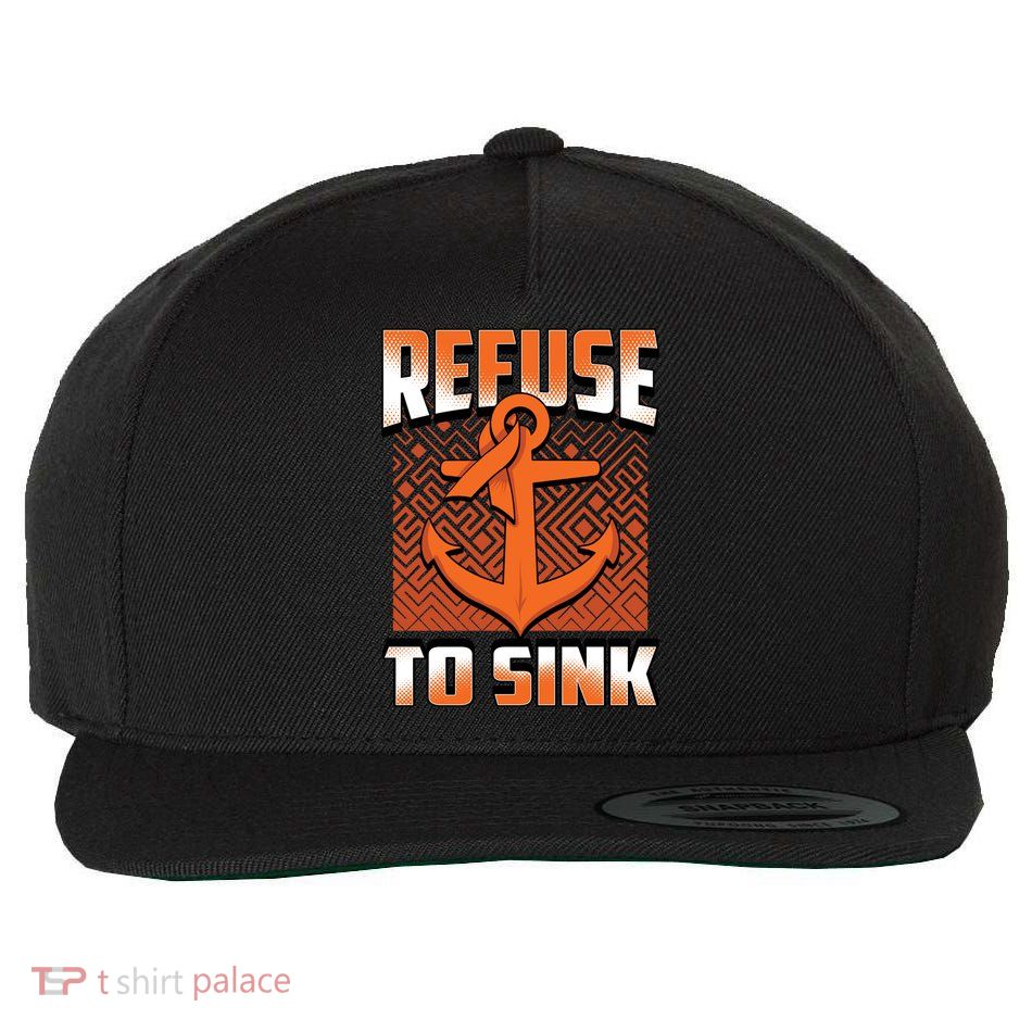 Refuse To Sink Leukemia Cancer Awareness Ribbon Funny Gift Wool Snapback Cap