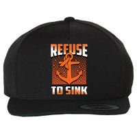 Refuse To Sink Leukemia Cancer Awareness Ribbon Funny Gift Wool Snapback Cap