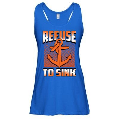 Refuse To Sink Leukemia Cancer Awareness Ribbon Funny Gift Ladies Essential Flowy Tank
