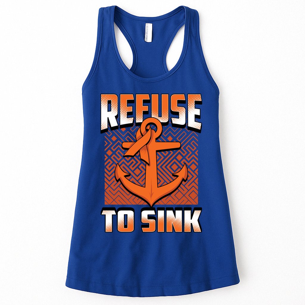 Refuse To Sink Leukemia Cancer Awareness Ribbon Funny Gift Womens Tank Top