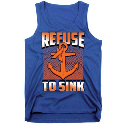 Refuse To Sink Leukemia Cancer Awareness Ribbon Funny Gift Tank Top