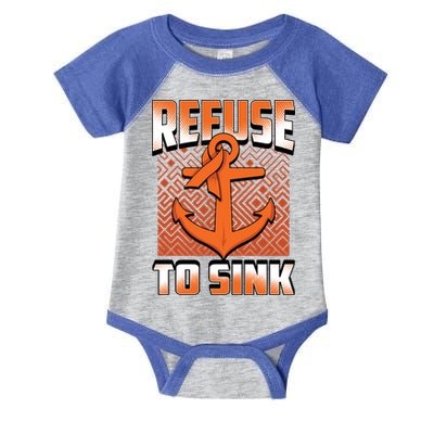 Refuse To Sink Leukemia Cancer Awareness Ribbon Funny Gift Infant Baby Jersey Bodysuit