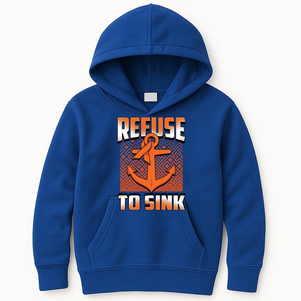 Refuse To Sink Leukemia Cancer Awareness Ribbon Funny Gift Kids Hoodie