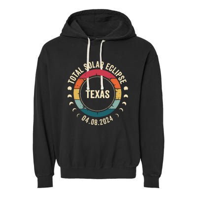 Retro Total Solar Eclipse April 8 2024 State Texas 40824 Garment-Dyed Fleece Hoodie