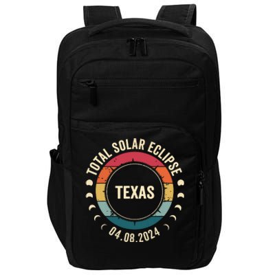 Retro Total Solar Eclipse April 8 2024 State Texas 40824 Impact Tech Backpack