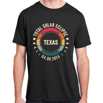 Retro Total Solar Eclipse April 8 2024 State Texas 40824 Adult ChromaSoft Performance T-Shirt