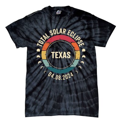 Retro Total Solar Eclipse April 8 2024 State Texas 40824 Tie-Dye T-Shirt