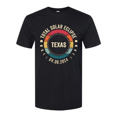 Retro Total Solar Eclipse April 8 2024 State Texas 40824 Softstyle CVC T-Shirt