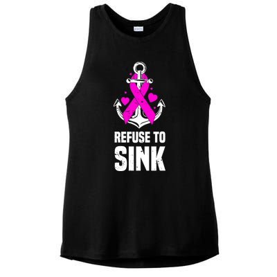 Refuse To Sink Motivational Quote Breast Cancer Fighter Gift Ladies PosiCharge Tri-Blend Wicking Tank