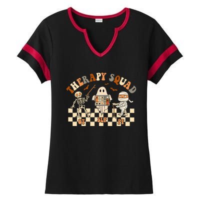 Retro Therapy Squad SLP OT PT Team Halloween Speech Physical Ladies Halftime Notch Neck Tee