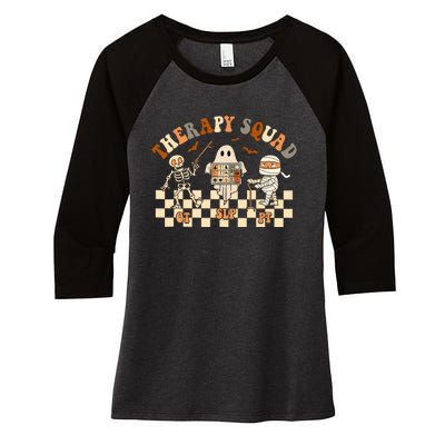 Retro Therapy Squad SLP OT PT Team Halloween Speech Physical Women's Tri-Blend 3/4-Sleeve Raglan Shirt