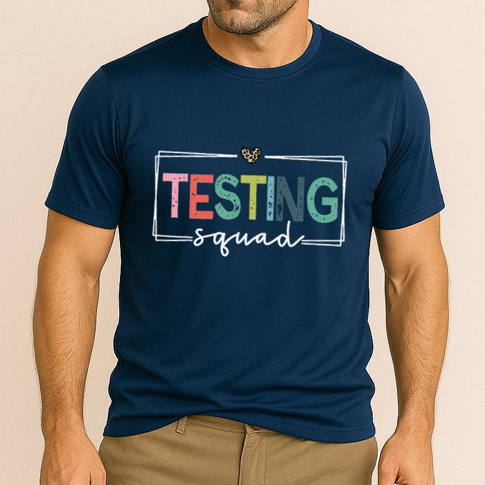 Retro Testing Squad Teacher Test Day Cooling Performance Crew T-Shirt
