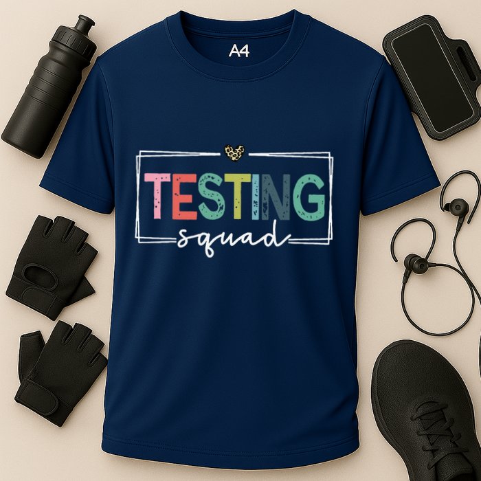 Retro Testing Squad Teacher Test Day Cooling Performance Crew T-Shirt
